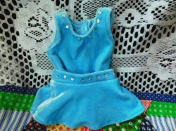 AMERICAN GIRL DOLL BLUE VELVET BODY SUIT, FLARE SKATING SKIRT DUO, SWEATER